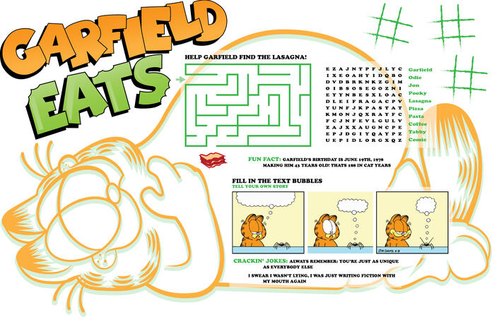 Garfield Eats FAKE Placemat